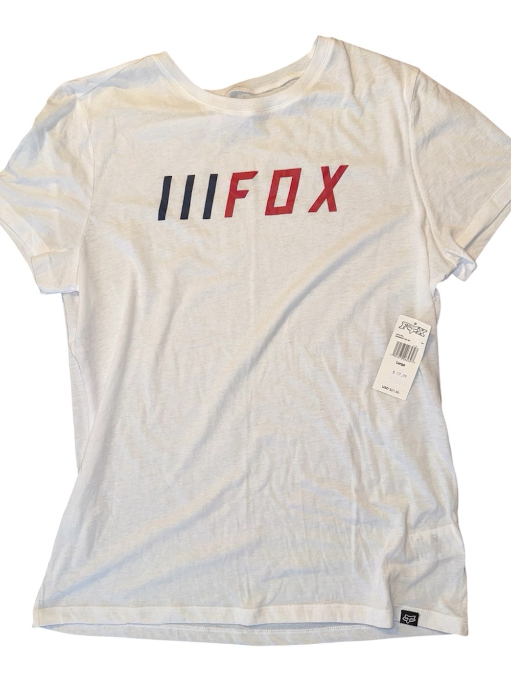 NWT Fox Racing Red Logo Graphic T-Shirt White Women’s Large
